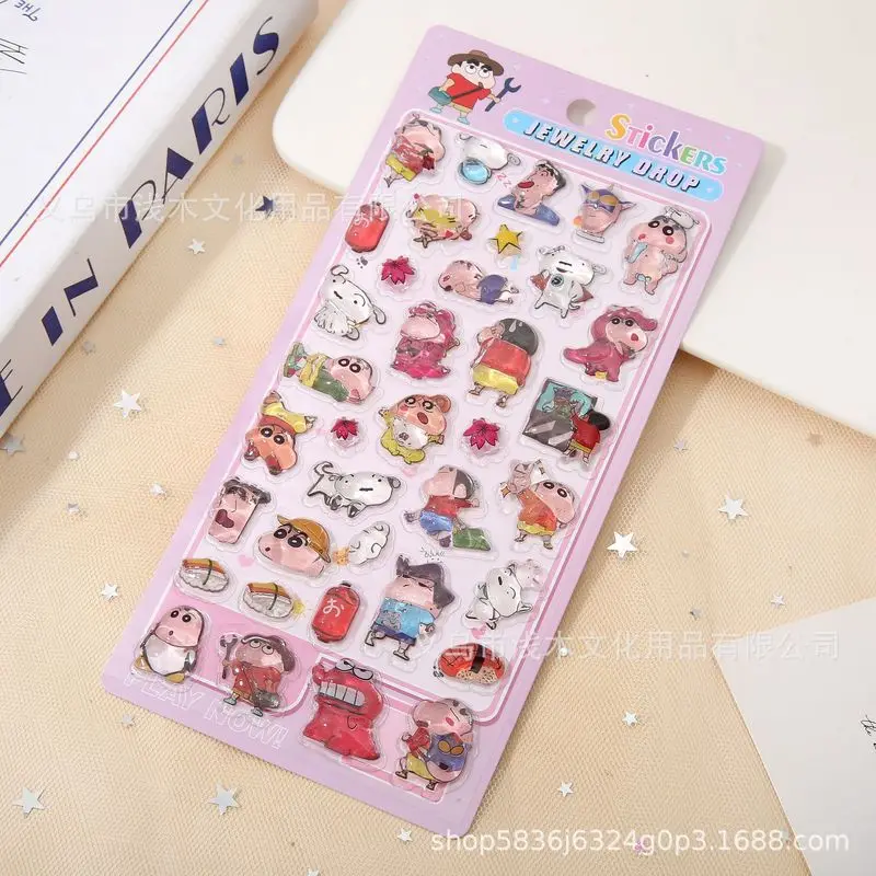 4/40pcs 일본어 크레용 신 3d 양각 스티커 Diy 휴대 전화 케이스 장식 어린이 장난감 핸드북 편지지 스티커 선물