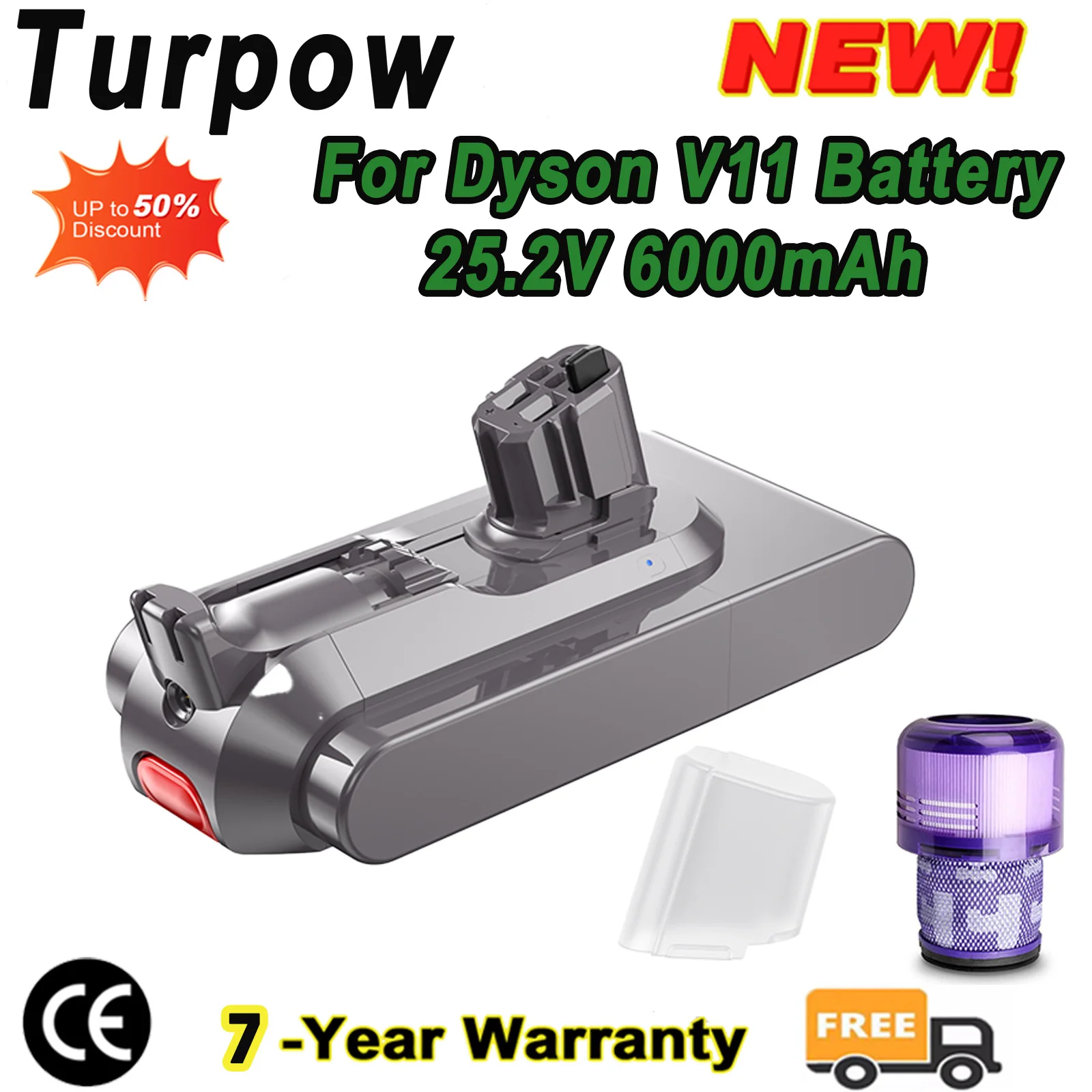 25.2V 6000mAh for Dyson V11 Battery Rechargeable Battery for Dyson V15 SV14 SV15 Absolute V11 Fluffy cyclone V11 Vacuum Cleaner