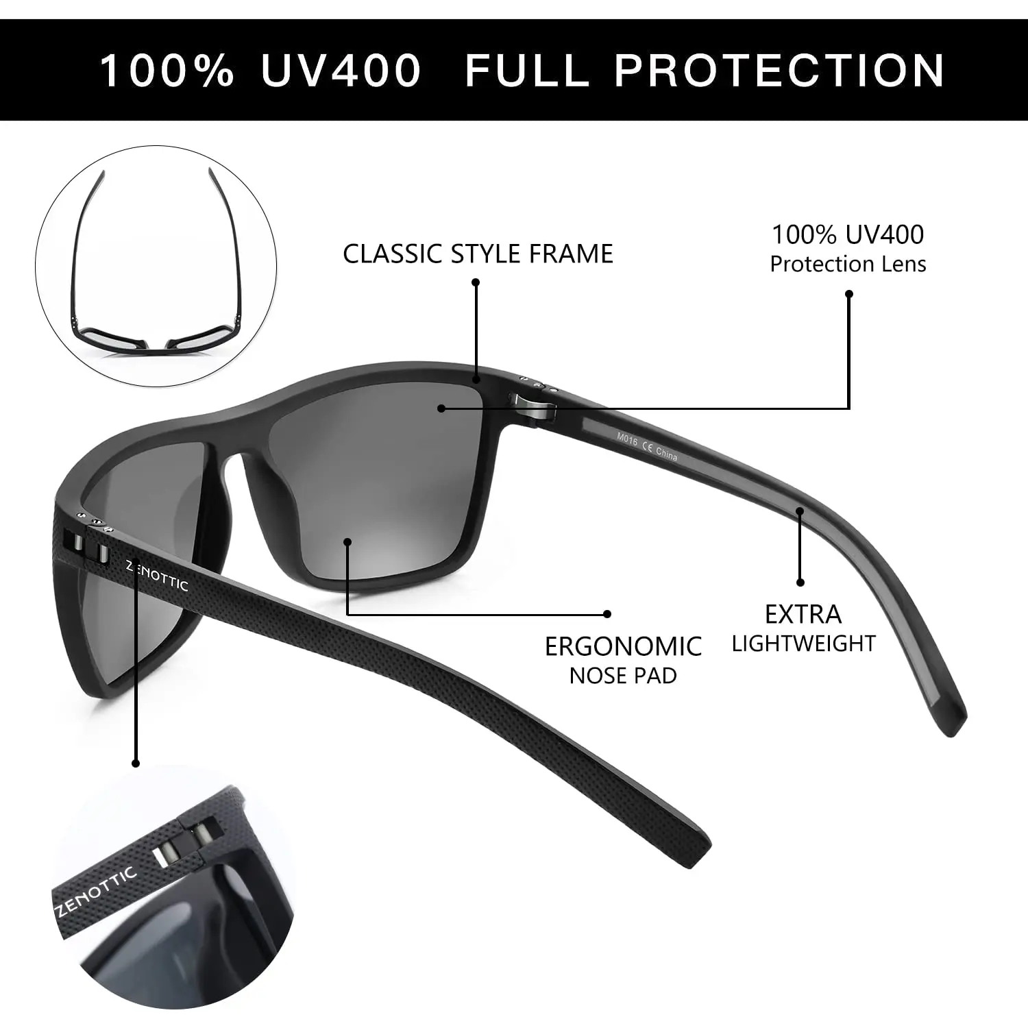 LEDING&BEST Polarizzati Occhiali da sole Uomo Donna Quadrati Ultra Leggeri Montatura Con Cerniera a Molla UV400 Protezione Guidare Pesca Occhiali da sole