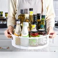 360 Degrees Rotating Plastic Storage Rack Bathroom Toiletries Storage Rack Kitchen Edibles Oil Seasoning Bottle Storage Tray 2