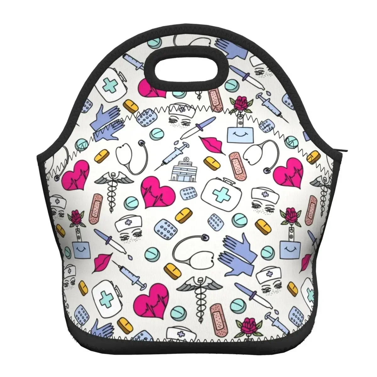 

Портативный неопреновый Ланч-бокс для медсестер с рисунком для женщин, медицинский охладитель, Термоизолированный Ланч-бокс для работы в офисе