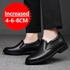 Men Leather Shoes Business Dress Shoes Slip On Invisible Inner Height Increasing Men's Shoes 6/8 CM Wedding Shoes Big Size 36-47 2