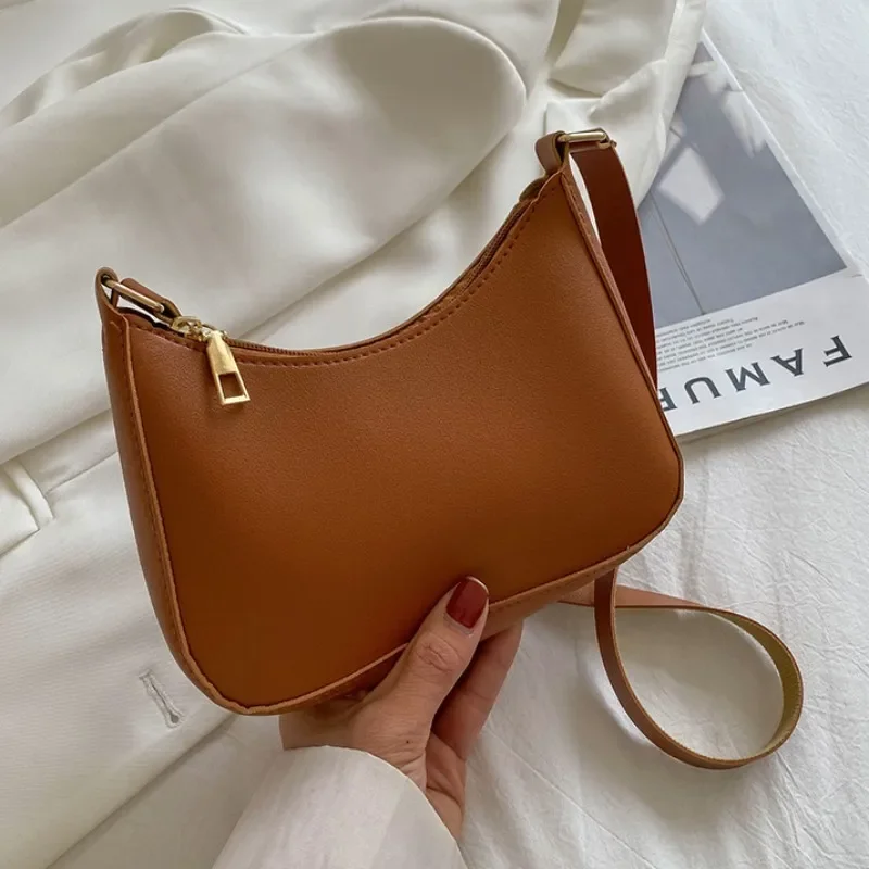 Fashion Handbag New Retro Solid Color PU Leather Shoulder Underarm Bag Women's Casual Hobos Purses and Handbags Ladies Hand Bags 9