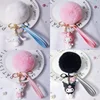 Hello Kitty Sanrio Kuromi Penguin Frog Dog Cat Cute Keychains with Fluffy Rabbit Fur Ball Women Girl Bag Pendant Keyring Gifts 5