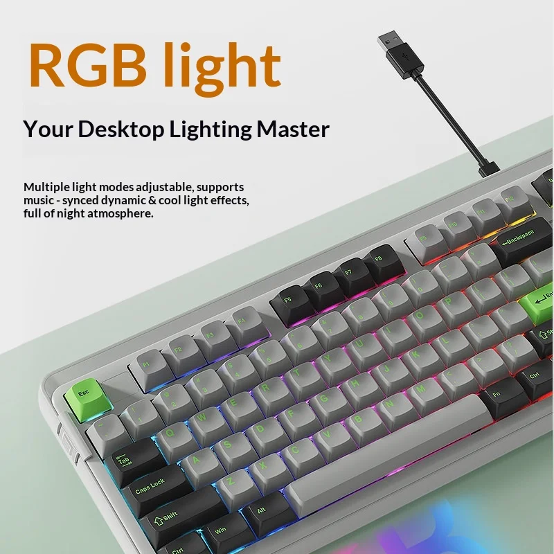 Dareu Fk98 맞춤형 기계식 키보드 98 키 레이아웃 트라이 모드 무선 블루투스 Rgb 백라이트 게임 사무실용 4000Mah 배터리