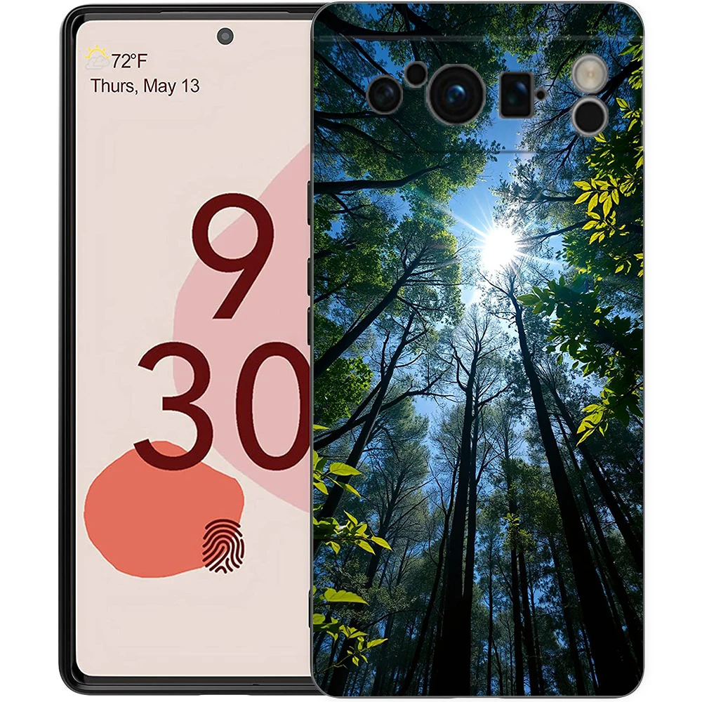 Elegant Nature Forest Tree Soft TPU Phone Case - Black Bumper Cover