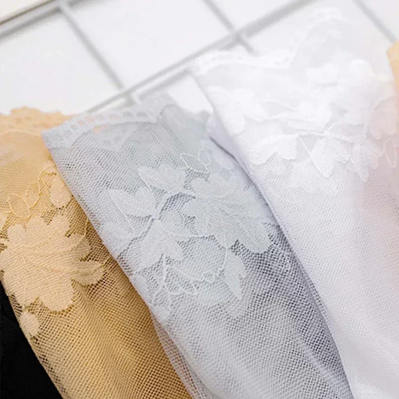 New 2024Socks Women's Lace Transparent Lolita Invisible Summer Thin Non-slip Short  Ankle Black Low Cut Boat Sock 5PCS
