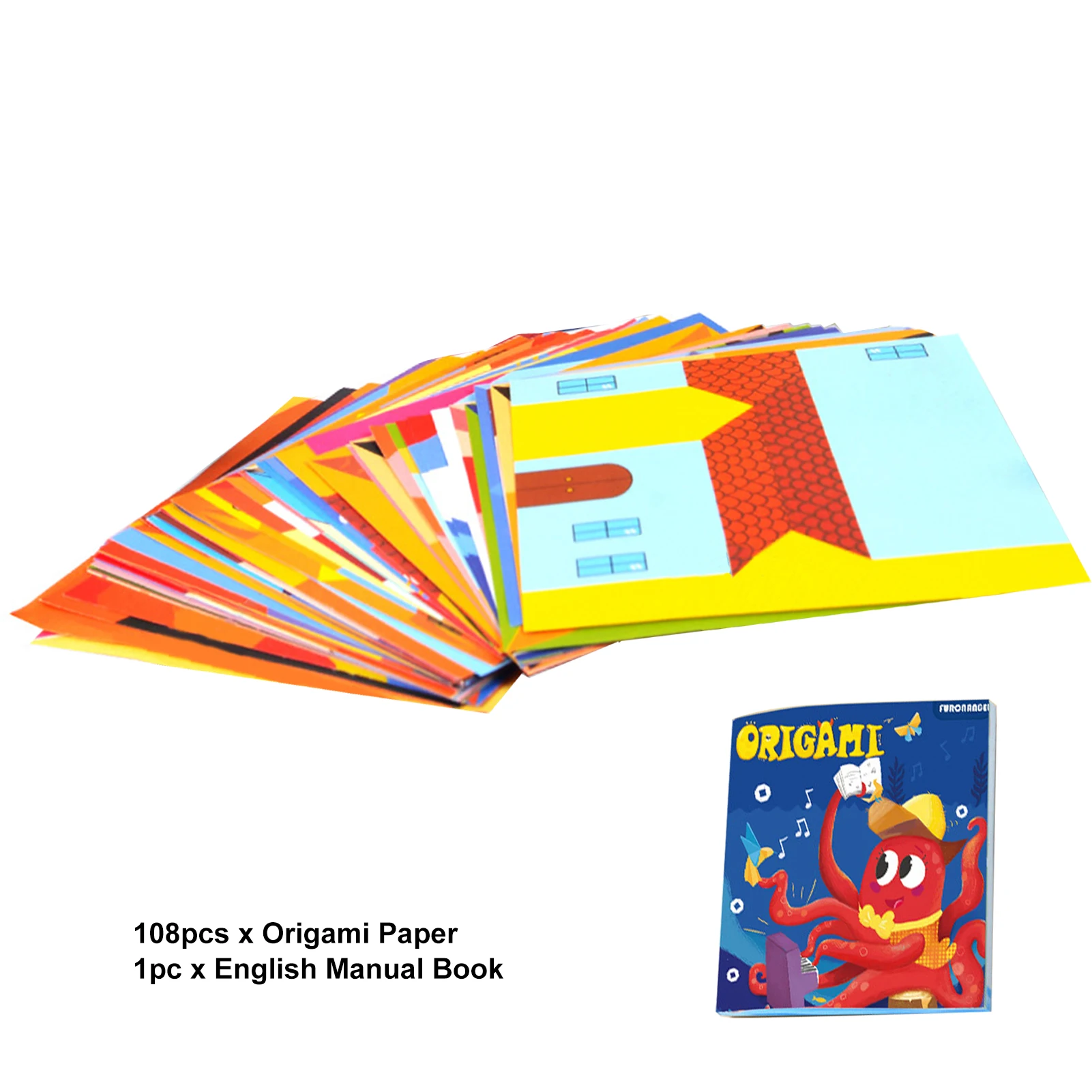 108pcs Easy Fold Montessori Toy Educational Kids Gift DIY Craft 3D Cartoon Origami Paper Fun Hand Brain Coordination Home School | Игрушки и