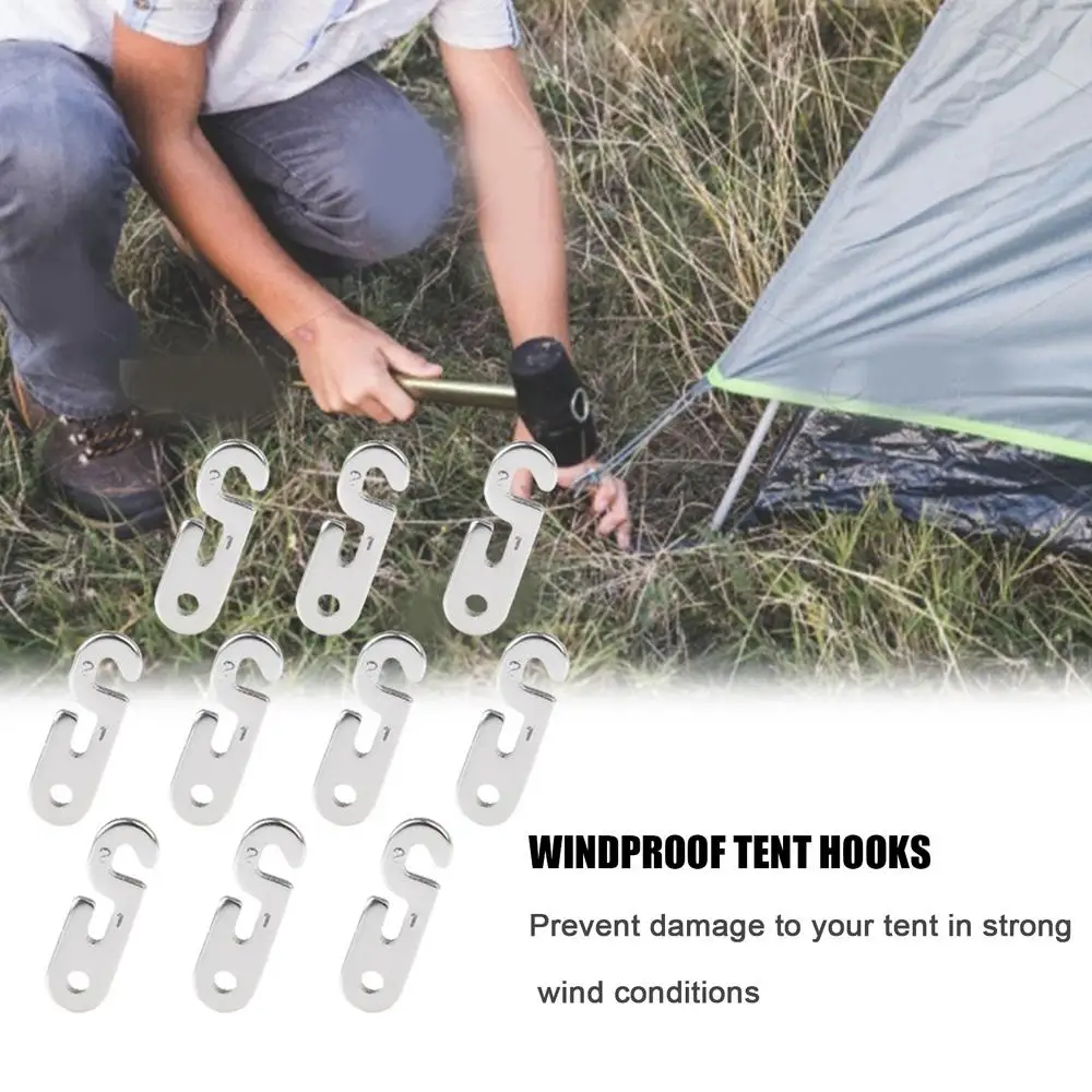 10PCS Adjustable Camping Tent Cord Rope Buckle S Type Tensioners Fastener Kit Outdoor Camping Tent Rope Tensioner Fixed Tool