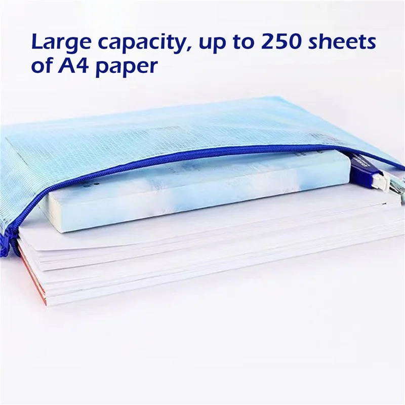 방수 지퍼 파일 폴더, 학교 사무용품, 연필 케이스, 화장품 메이크업 가방, A3, A4, A5, 10PCs 메쉬 지퍼 파우치