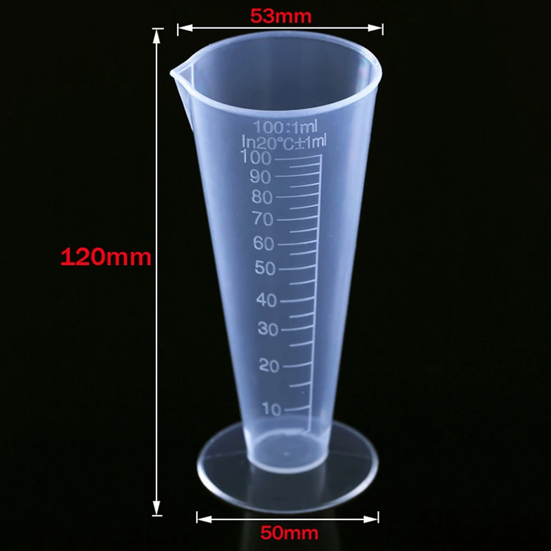 1 Piece Experimental Equipment Container 100ML Triangle Measuring Cup Scale Tapered Measuring Cup Transparent Plastic plastic measuring cylinder