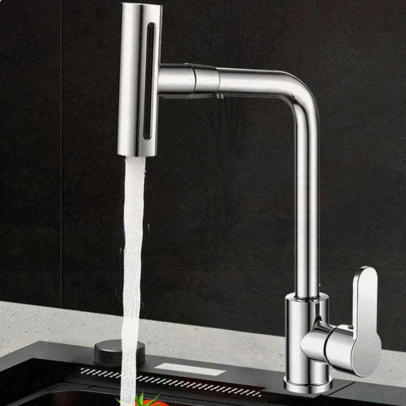 2023 NEW 4 Modes Waterfall Kitchen Faucet Stream Sprayer  Hot Cold Single Hole Deck Mounted Water Sink Mixer Wash Tap