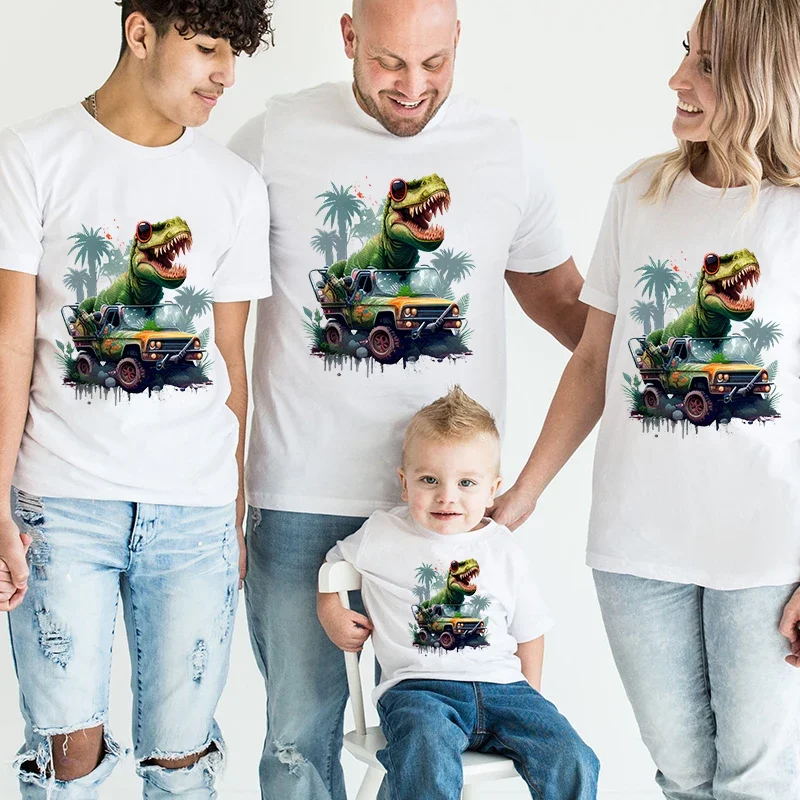 Tyrannosaurus Rex Family Outfits Matching Dinosaur Suv Family Look Tshirt Mom Dad Me Family Matching Outfits Summer Kids Clothes