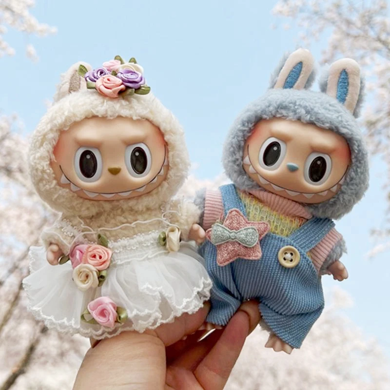 Mini Plush Doll's Clothes Outfit Accessories For Korea Kpop Labubu Idol Dolls Couple Wedding Dress Suit Sweater Clothing 17cm,doll clothes,plush toy accessories,mini doll ornaments