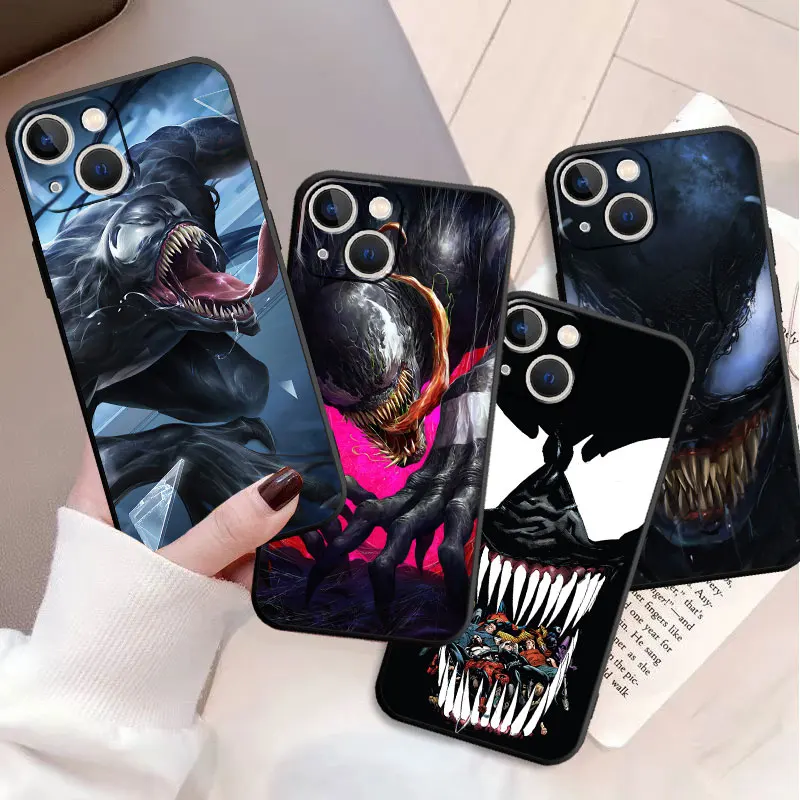 

Silicone Case For Apple iPhone 15 13 12 11 Pro Max 7 8 12Mini XS XR X 5 5S SE 6 6S Plus Phone Cover Marvel Venom Deadly Guardian