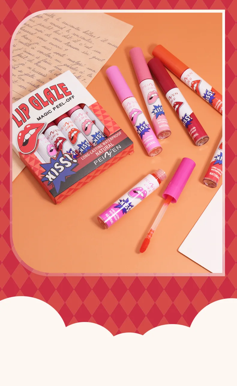 Description Picture 5 of item6 Colors Tattoo Magic Color Lip Stain Lip Tint Long Lasting Waterproof Lipstick Sets for Women Peel Off Colored Matte Sexy Color