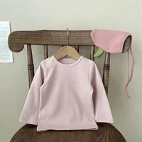 Spring Fashion Baby Boys Girls Solid Fashion Long Sleeves T-Shirt Infant Cotton Casual Tees Kid Korean Tops Clothes for 3-36M 4