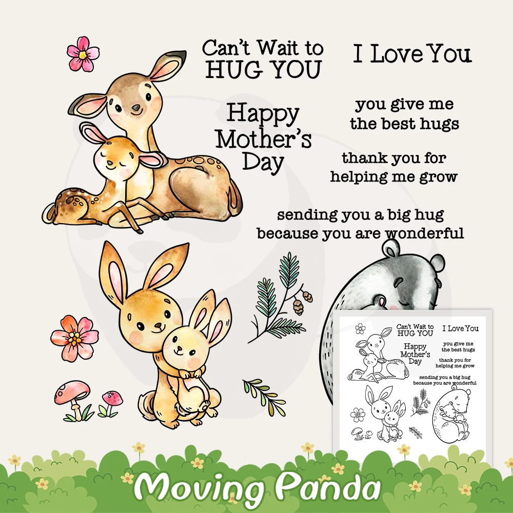 

Cartoon Love Baby Mother Animals Cutting Dies Clear Stamps DIY Scrapbooking Metal Dies Silicone Stamps For Cards Albums Decor