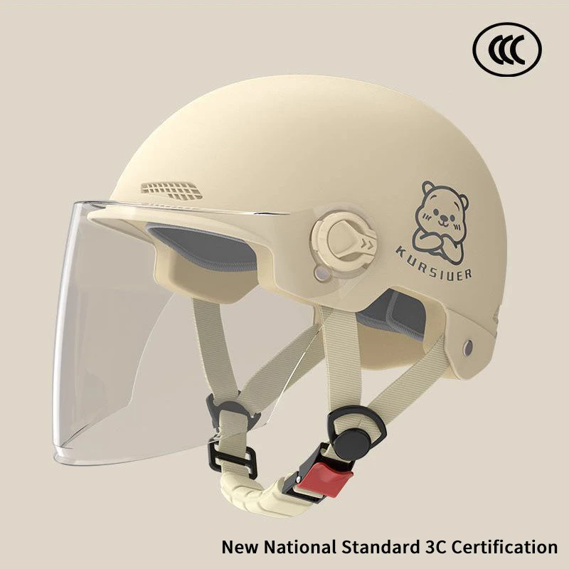1 Piece 3C Certified Men's And Women's Adult Cartoon Electric Bicycle Motorcycle Half Helmet With Goggles Bicycle Safety Helmet | Sale Bangladesh 1 Piece 3C Certified Men's And Women's Adult Cartoon Electric Bicycle Motorcycle Half Helmet With Goggles Bicycle Safety Helmet Sale Bangladesh