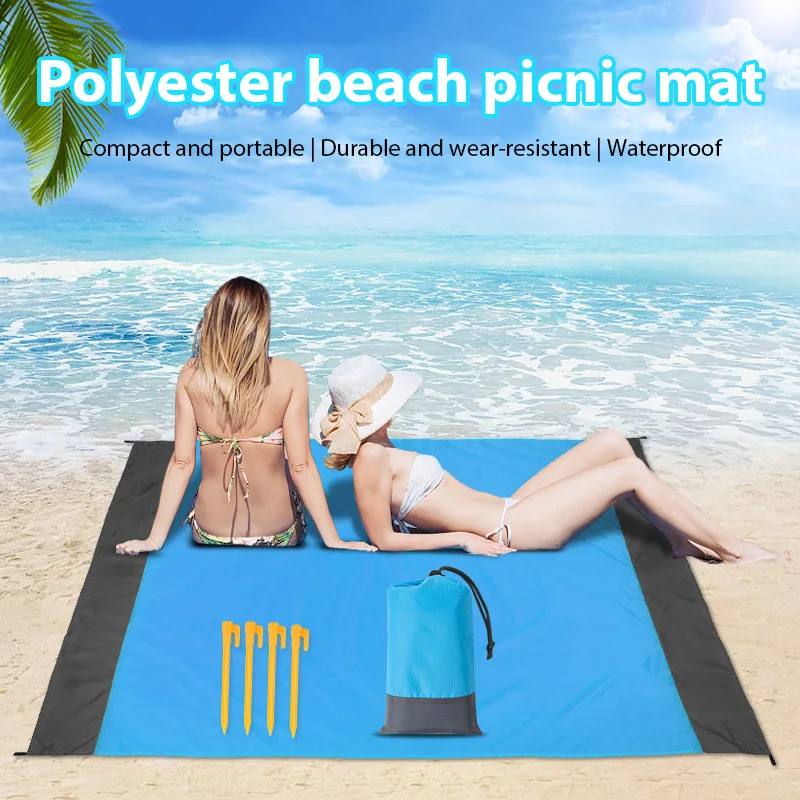 200*210cm Sandproof Beach Blanket Waterproof Beach Mat Portable Lightweight Picnic Blanket Camping Mat For Travel Hiking Sports