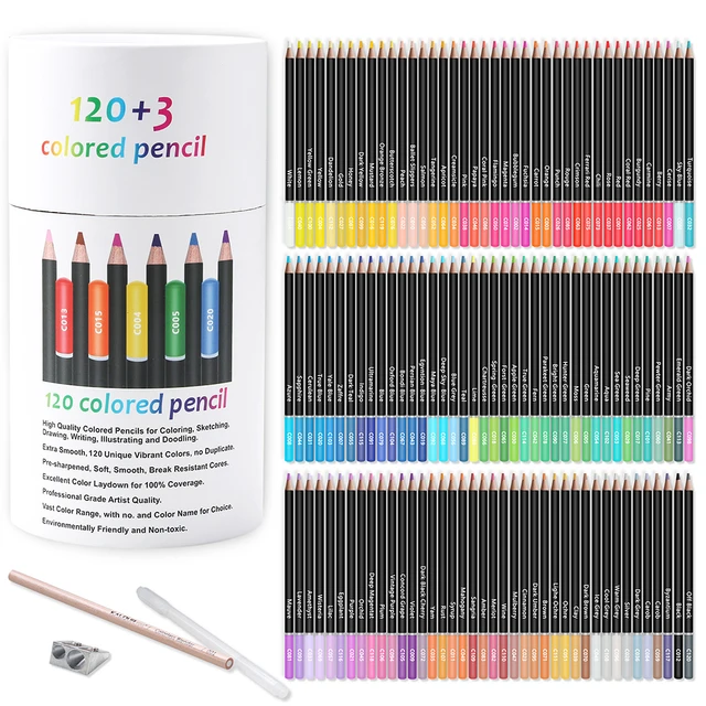 KALOUR New 300 Pcs Oil Colored Pencils Set Soft Wood Drawing