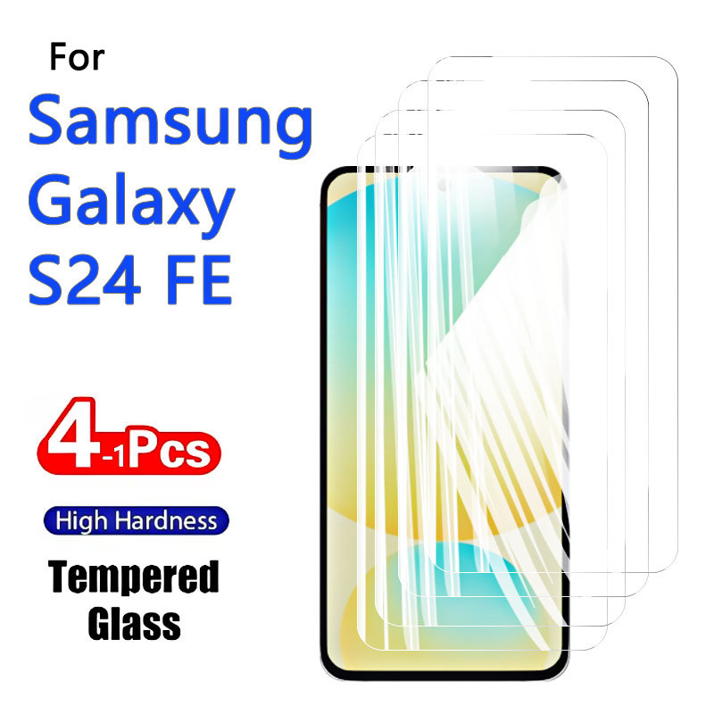 4-1pcs Screen Protector For Galaxy S24 FE Samsung Tempered Glass Crystal 9H High Aluminum Anti Scratch Case Friendly Fingerprint
