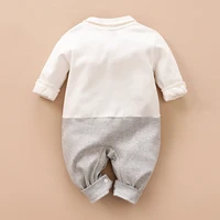 Spring And Autumn Boys And Girls Gentleman Dresses With Straps And Ties Long Sleeve Cotton Baby Bodysuit 2