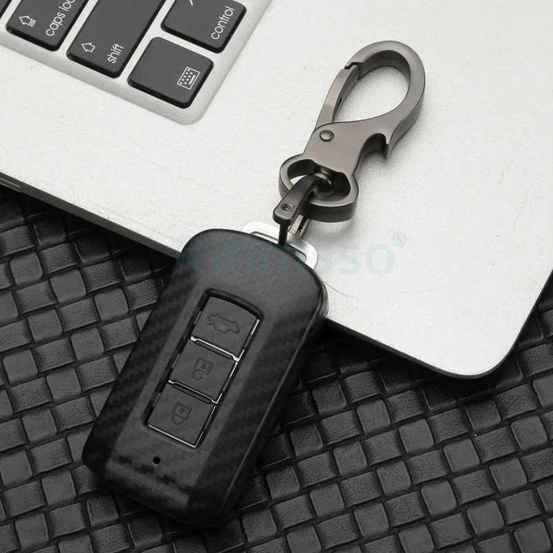 Carbon fiber ABS Car Key Case Cover for MITSUBISHI OUTLANDER 3 Lancer 10 L200 ASX Colt Pajero sport ECLIPSE CROSS key case cover key case car key shell