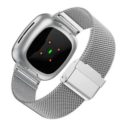 Milan Stainless Steel Smartwatch Strap - Elegant Wristband Bracelet - Fitbit versa4 (Silver)
