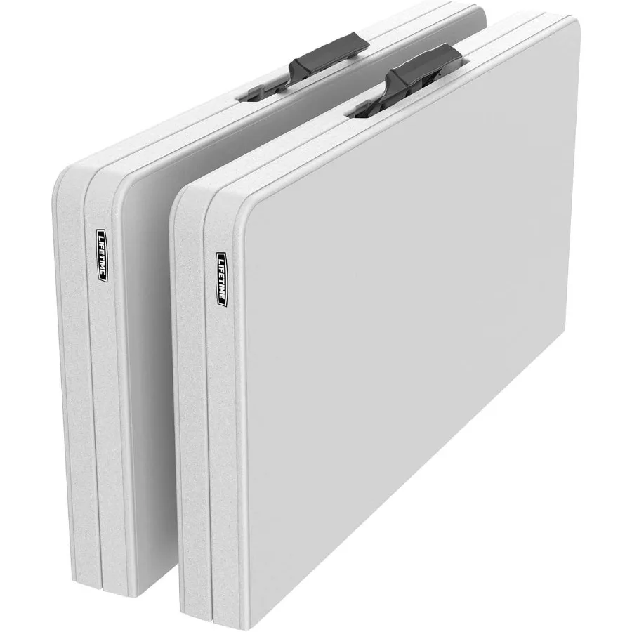 80884 37Inch Square FoldinHalf Table 2 Pack Light Commercial White Granite