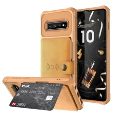 Premium PU Leather Flip Wallet Case with Photo Holder & Card Slots - S20 Plus (Brown)