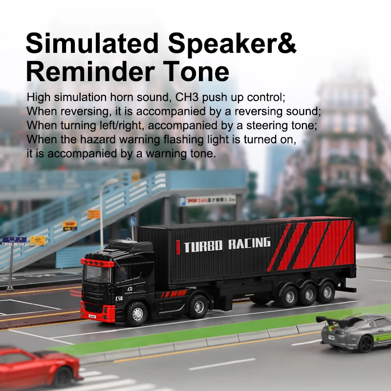 In Stock! Turbo Racing C50 T 1/76 Remote Control Container C50 Truck New Chassis Simulation Horn RC Car Toy C50-C Accessory Kit 6