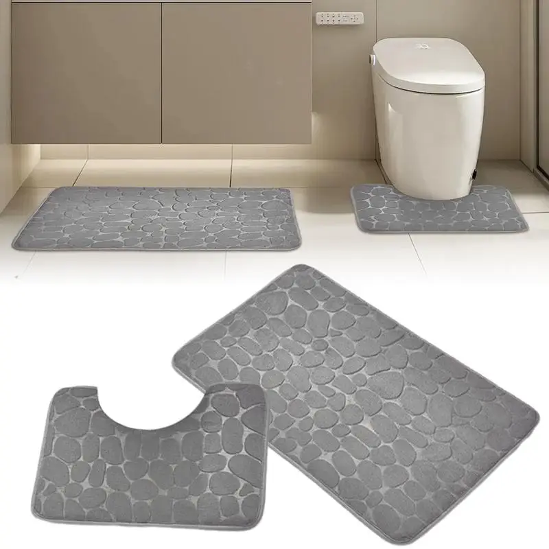 Non Slip Coral Fleece Bath Mat Set