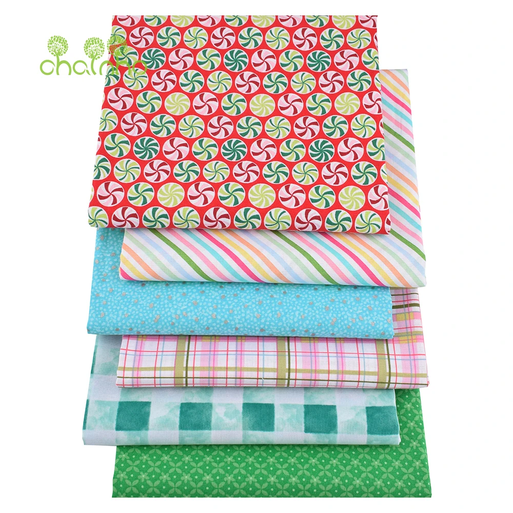 Chainho,Printed Plain Weave Cotton Fabric,Handmade DIY Quilting Sewing Material,Patchwork Cloth,Geometric Series,20x25cm,15CD82