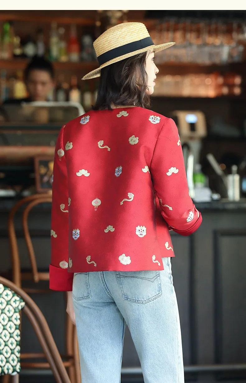 Chinese New Year Party Tangsuit Women Red Jacket