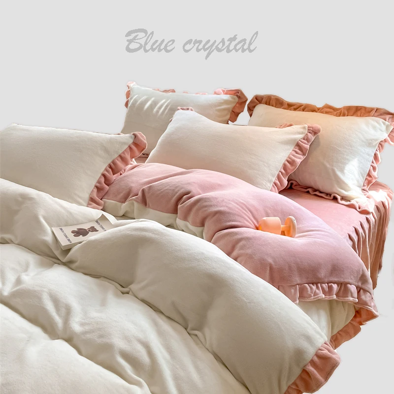 

Hot sales Soft Winter Warm Stitch Fluffy bed sheets set Quilt Cover Set Double Bed Single bed Bedroom Duvet Cover