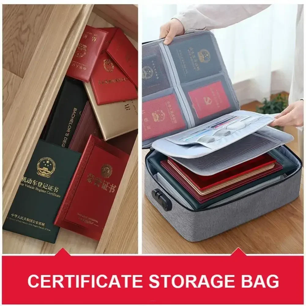 

Passport Storage Document Multi-layer Finishing Bill With Briefcase Bag Large-capacity Lock Multi-function
