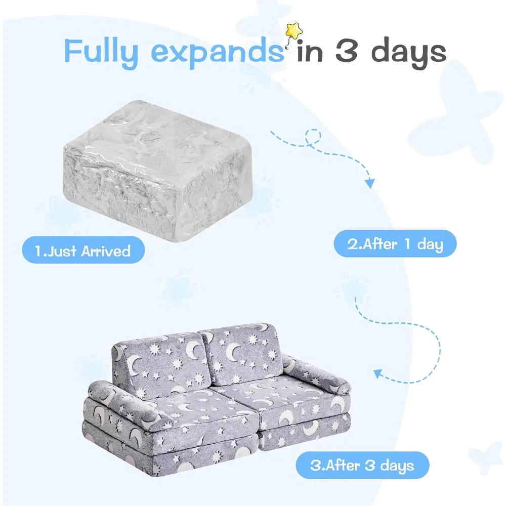 Kids Play Couch,Toddler Couch Kids Sofa,Child Sectional Sofa,Bedroom and Playroom Furniture, Convertible Foam and Floor Cushion 4