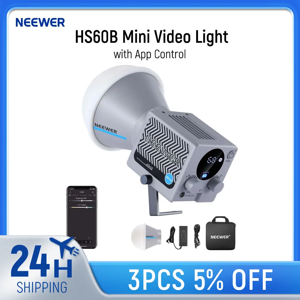 NEEWER HS60B Mini Video Light with App Control 60W Handheld