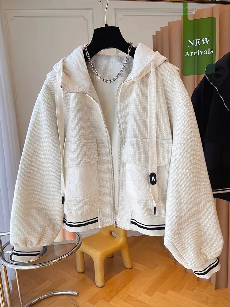 

Casual Hooded Surcoat Long-Sleeved Pull Rope Street Short Jacket Chic Girls Comfortable Fashion Korean Vintage Tops For Women