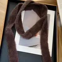 Soft Solid Color Wool Shawl Y2K Dressing Decoration Knitted Scarf Ribbon Korean Style Long Narrow Scarves Autumn/Winter 1