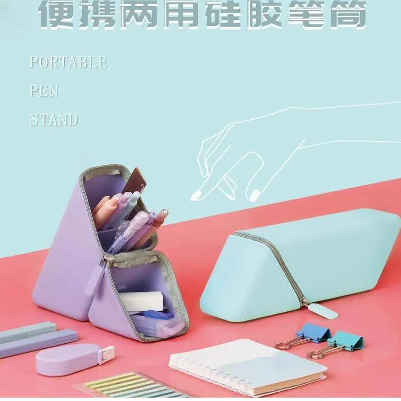 소닉의 창의적인 삼각형 휴대용 필통 - 일본 |   KAKUSTA 학생용 실리콘 펜 홀더 |   남성 모두를 위한 이상적인 선물
