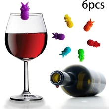 

6-24pcs Wine Glass Marker Charms Creative Silicone Pineapple Marker Drinking Glass Identification Cup Labels Tag Signs for Party