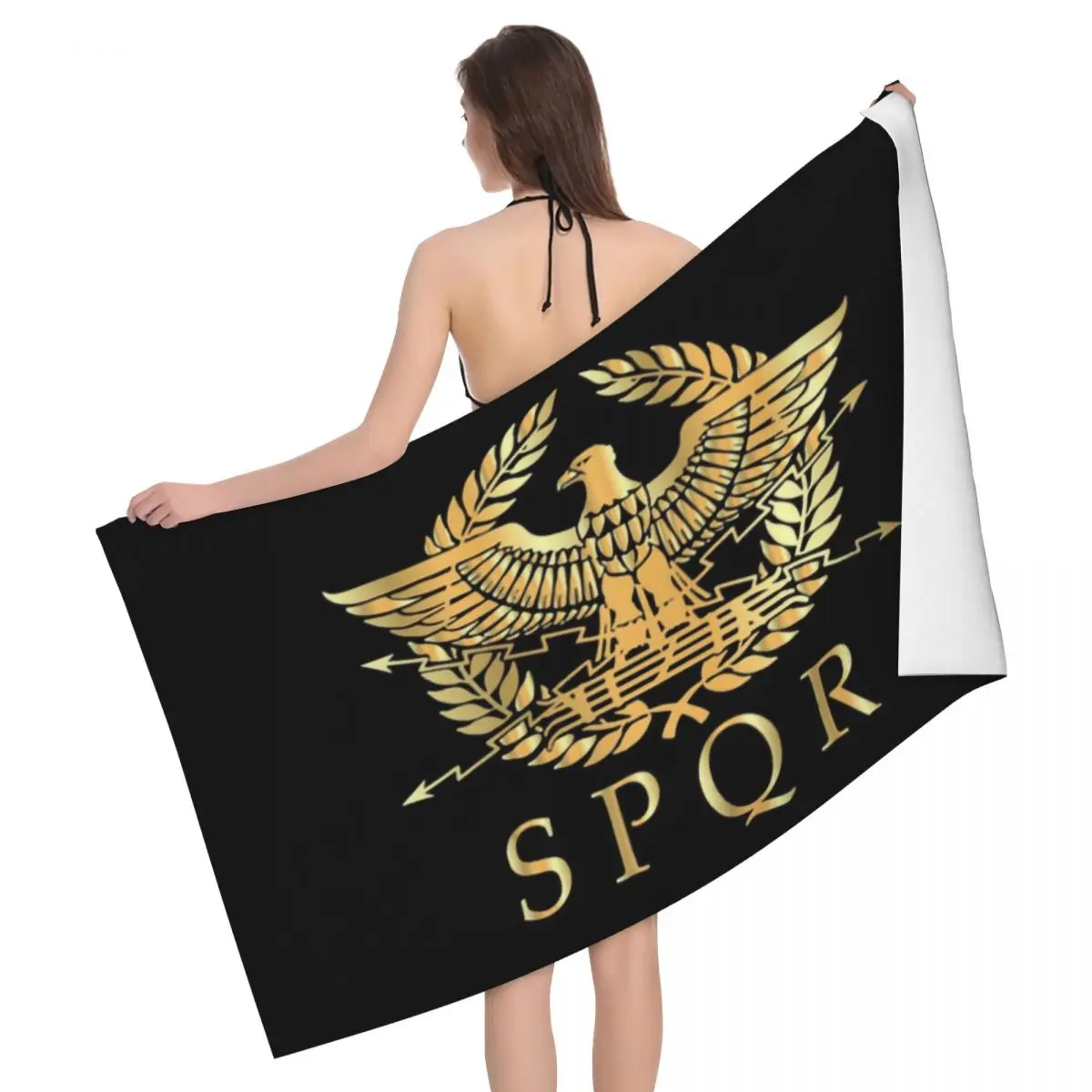 

Gold Roman Empire Byzantine Eagle Emblem Breathable Microfiber Bath Beach Towel Quick Drying Rome SPQR Shower Yoga Towels