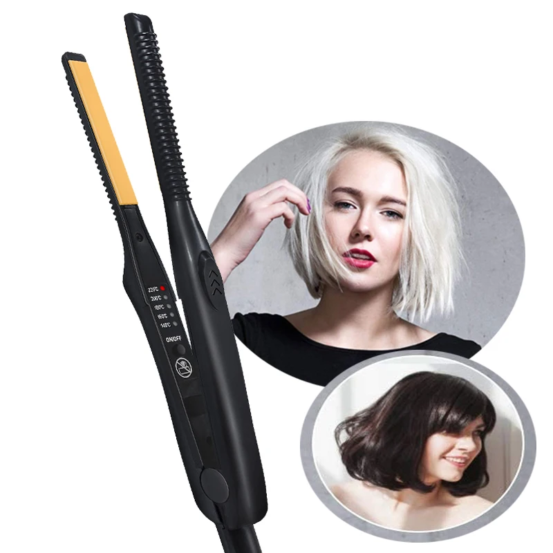 Mini Teddy Wave Hair Straightener Thin Pencil Flat Iron Titanium Professional Salon Hair Curler for Short Hair 4