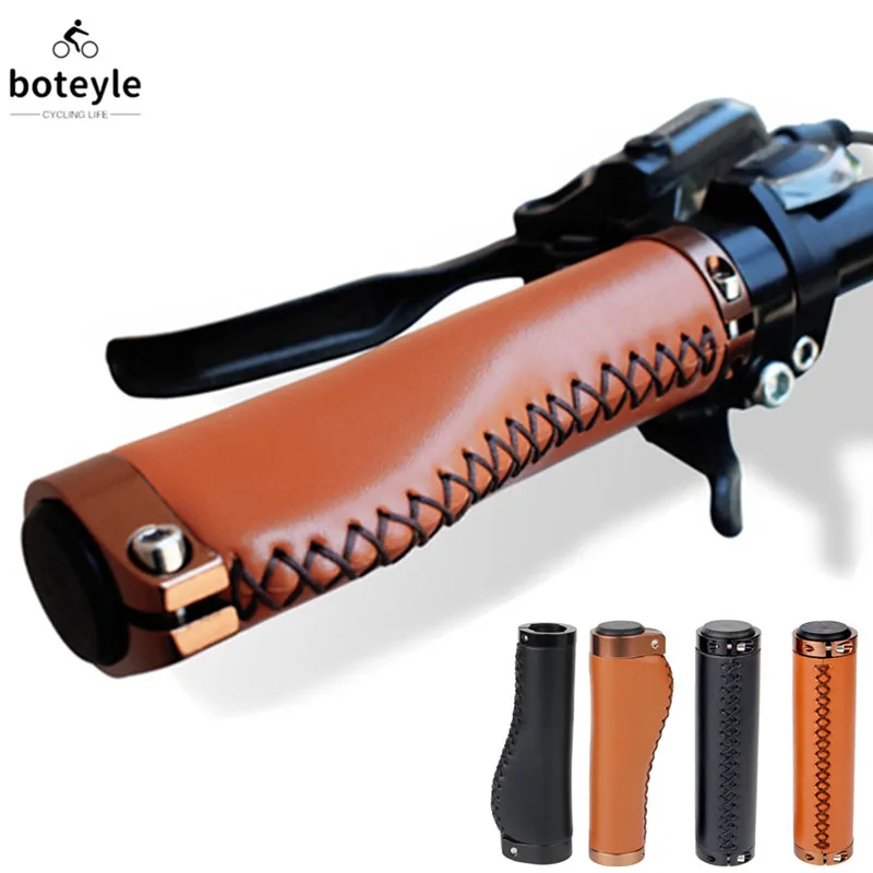 MTB Cowhide Grip Bike Retro Bicycle Handle Grips Bicycle Handlebar PU
