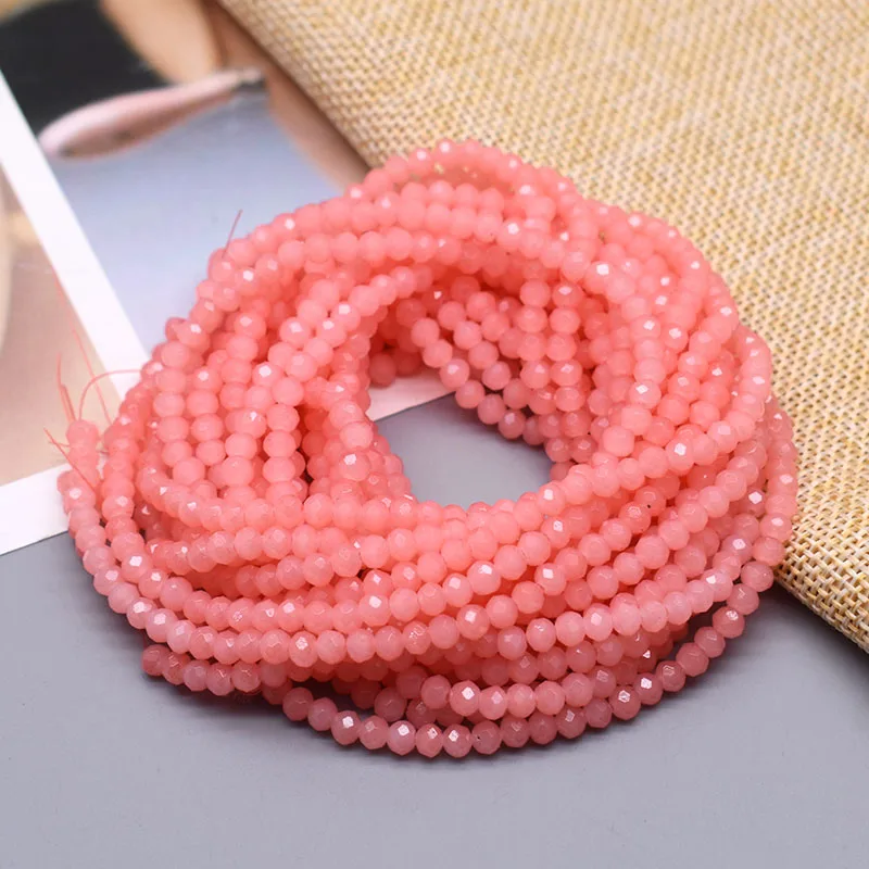 Rose Red Faceted Rondelle Glass Spacer Beads