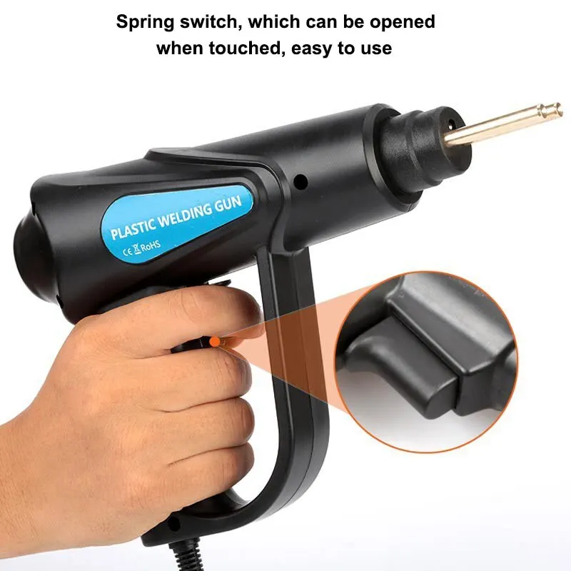 70W Plastic Welding Gun Repairer EU Bumper Soldering Iron 200/800 Hot Melt Nails Garage Tools PVC Car Repair Kit Nail Wire Tool 6