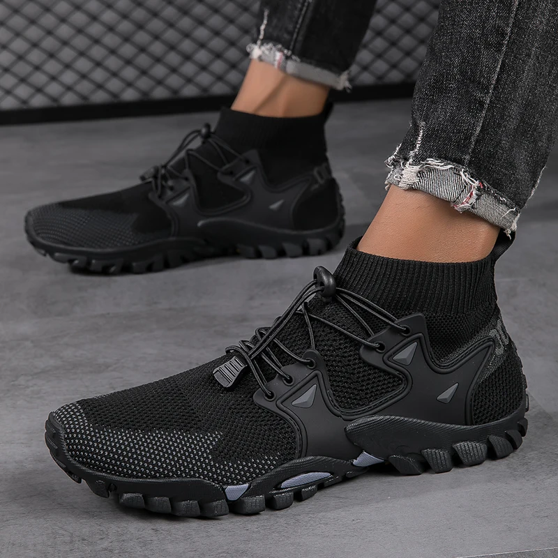 YRZL Men Hiking Shoes Outdoor Travel Shoes Climbing Breathable Lace Up Wear-resistant Men Trekking Walking Sneakers Cycling Shoe