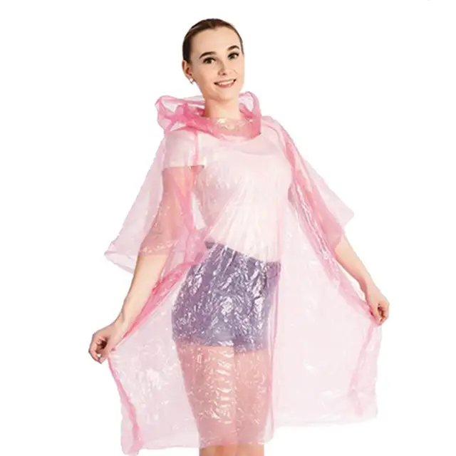 Eldobható Poncho Unisex Vízálló, Átlátszó Kapucnis Esőálló Hordozható Hordozható, Tárológolyóval Esőkabát A Kempinghez - Image 4